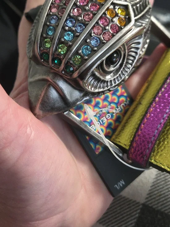 Kurt Geiger Crystal Eagle Head Metallic Wide Belt  Nwt Rare - Picture 6 of 12